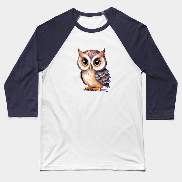 Owl Baseball T-Shirt by Moxis Watercolor